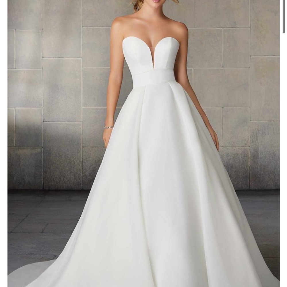 Mori Lee White Strapless Wedding Dress